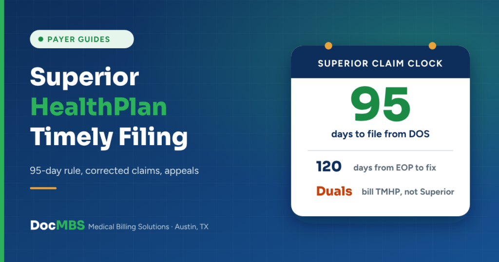 Superior HealthPlan timely filing limit: 95 days from the date of service